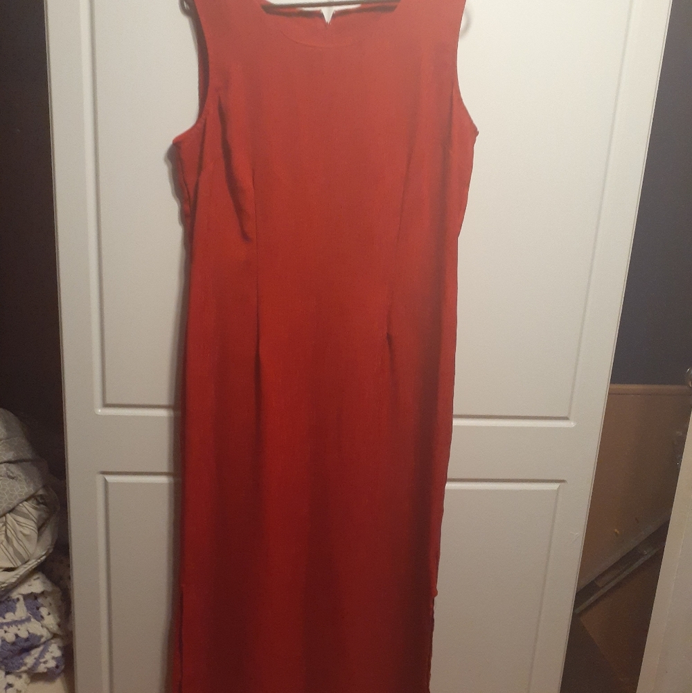 Vintage Red Sleeveless Maxi Dress